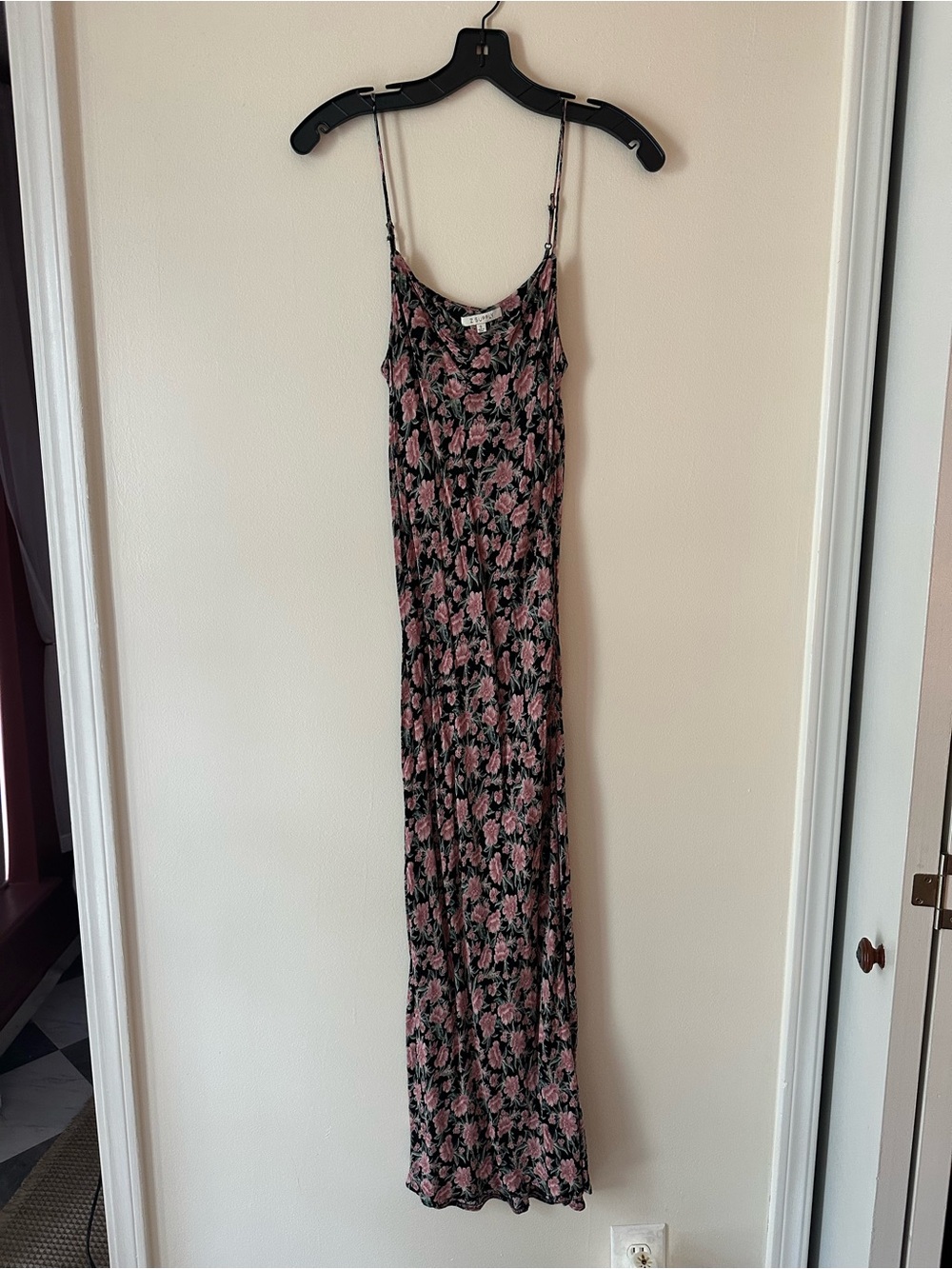 Z Supply Pink Floral Slip Maxi Dress on Black